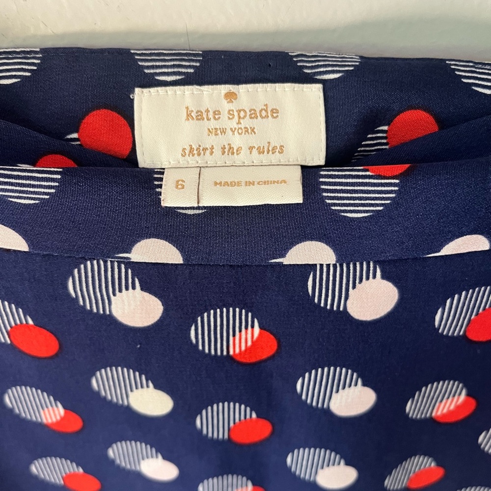 Kate Spade 100% Silk Holland Navy A-Line Skirt - Picture 3 of 6